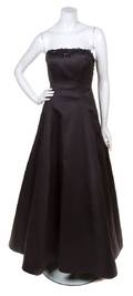 A Sam Carlin Black Strapless Gown