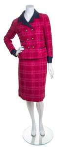 A Chanel Fuschia Tweed Skirt Suit