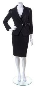 A Chanel Black Wool Skirt Suit