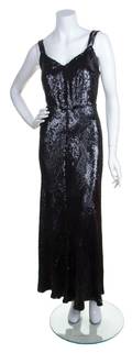 A Chanel Black Sequin BiasCut Evening Gown