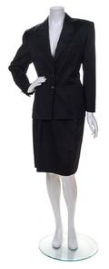 An Hermes Black Wool Skirt Suit