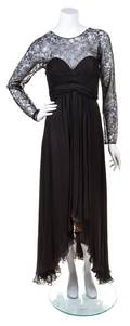 An Oscar de la Renta Black and Brown Lace Gown