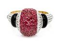 An 18 Karat Bicolor Gold Ruby Diamond and Onyx Bangle Bracelet Ella Gem