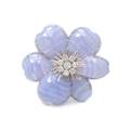 An 18 Karat White Gold Chalcedony and Diamond Rose de Noel Brooch Van Cleef  Arpels