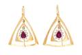 A Pair of Yellow Gold Ruby and Diamond Pendant Earrings