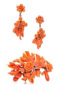 A Carved Coral Demi Parure Circa Mid 19th Century