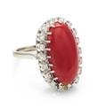 A White Gold Coral and Diamond Ring