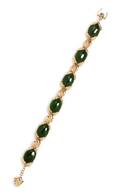 A 14 Karat Yellow Gold and Nephrite Jade Bracelet