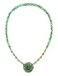 A 14 Karat Yellow Gold and Jade Bead Necklace