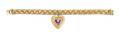 A 14 Karat Yellow Gold Pink Sapphire and Cultured Pearl Charm Bracelet