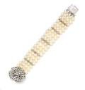 A White Gold Diamond and Cultured Pearl Multistrand Bracelet