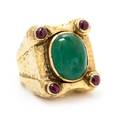 An 18 Karat Yellow Gold Emerald and Ruby Ring