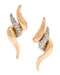 A Pair of 18 Karat Bicolor Gold and Diamond Earclips