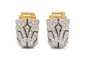 A Pair of 18 Karat Bicolor Gold and Diamond Earclips