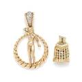 A Yellow Gold Diamond and Multigem Convertible Erotic Pendant