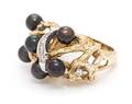 A 14 Karat Yellow Gold Cultured Pearl and Diamond Ring