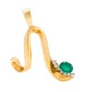 A 14 Karat Yellow Gold Emerald Diamond Pendant