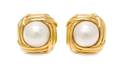 A Pair of 18 Karat Yellow Gold and Mabe Pearl Earclips