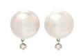 A Pair of White Gold Mabe Pearl and Diamond Earclips