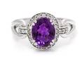 A 14 Karat White Gold Amethyst and Diamond Ring
