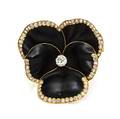 A Victorian Yellow Gold Diamond and Enamel Pansy PendantBrooch