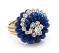 An 18 Karat Yellow Gold Lapis Lazuli and Diamond Ring