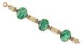 An Art Deco Yellow Gold Jade and Polychrome Enamel Bracelet Wordley Allsopp and Bliss
