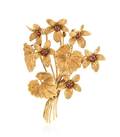 An 18 Karat Yellow Gold and Ruby Flower Brooch Tiffany  Co