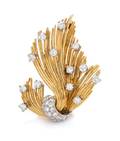 An 18 Karat Yellow Gold Platinum and Diamond Brooch Tiffany  Co