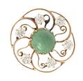 A Yellow Gold Turquoise and Diamond Pendant Brooch Circa 1900