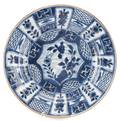 Chinese Kangxi Blue  White Plate Kraak Style