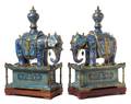 A Pair of Cloisonne Enamel Caprisoned Elephants