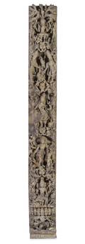 A Large Indian Carved Wood Panel