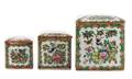 Three Graduated Chinese Rose Medallion Boxes