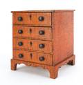 Miniature tiger maple fourdrawer chest ca 1900