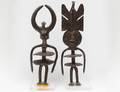 TWO AFRICAN PATINATED BRONZE BENIN FIGURES