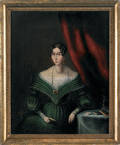 Oil on canvas portrait of a woman early 19th c