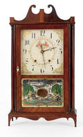 Eli Terry Federal mahogany pillar  scroll mantle clock ca 1815