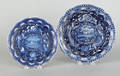 Historical blue Staffordshire plate and soup bowl 19th c