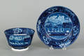 Historical blue Staffordshire waste bowl and soup bowl 19th c