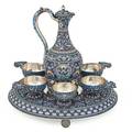 Russian imperial enameled silver liquer set