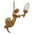 Gilt bronze mermaid hanging lamp