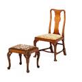 George ii walnut side chair and associated stool