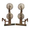 Charles ii style bronze andirons  fire tools