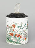 Chinese famille verte porcelain brush pot 19th c
