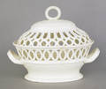 Elijah Mayer creamware reticulated basket with cover ca 1800