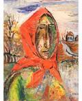 DAVID BURLIUK RUSSIAN 18821967 Woman in Red Scarf
