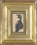 American watercolor and gold foil miniature profile portrait of a gentleman ca 1830