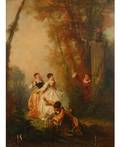 EUROPEAN 19TH CENTURY Girls in the forest