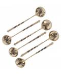 A GROUP OF SIX GILT SILVER AND NIELLO SPOONS WITH VIEWS OF THE MOSCOW KREMLIN MARKED ITI MOSCOW LAST QUARTER OF THE 19TH CENTURY